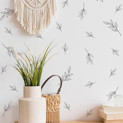 Neutral Elegant Simple Little Trees Sapling Geometry Self-Adhesive Prepasted Wallpaper Wall Mural Wall Decor (2.7“-5.7”) RE019 (Black)