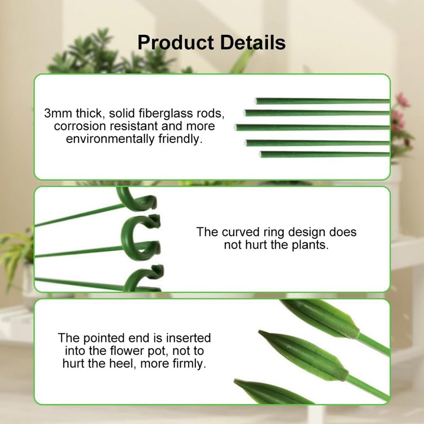 30 Plant Stakes, Garden Plant Support Sticks, Plant Stakes for Indoor Plants, Support Stakes for Potted Plants, Plant Cage Support, for Plants Peony, Amaryllis, Marigold, Sapling