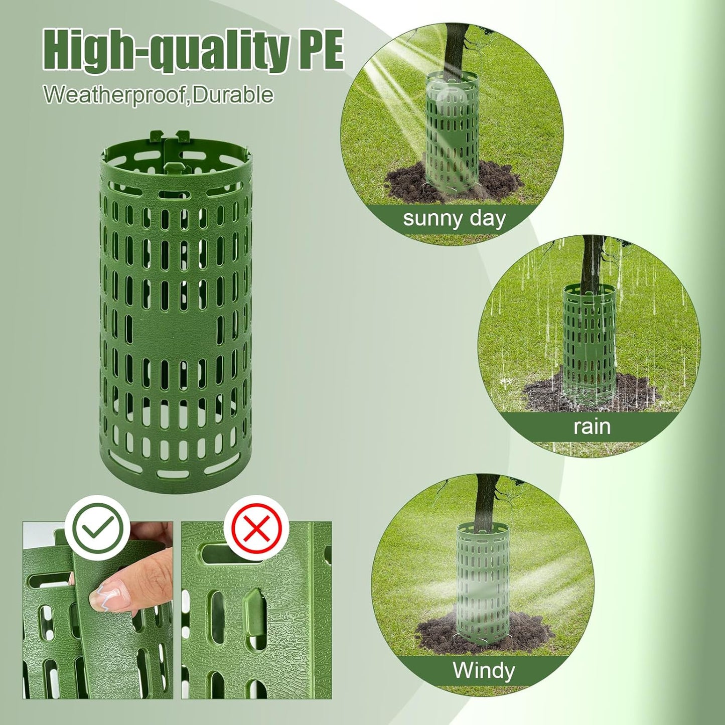 CIEOVO 12Pcs Tree Trunk Protectors, Plastic Tree Guards Protector with U-shaped Nails Tree Tubes Wraps Tree Bark Plant Protector for Saplings Fruit Trees from Deer Animals Trimmers Mowers