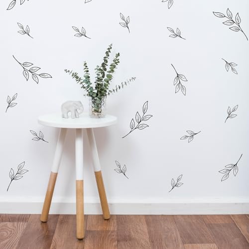 Neutral Elegant Simple Little Trees Sapling Geometry Self-Adhesive Prepasted Wallpaper Wall Mural Wall Decor (2.7“-5.7”) RE019 (Black)