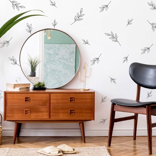 Neutral Elegant Simple Little Trees Sapling Geometry Self-Adhesive Prepasted Wallpaper Wall Mural Wall Decor (2.7“-5.7”) RE019 (Black)