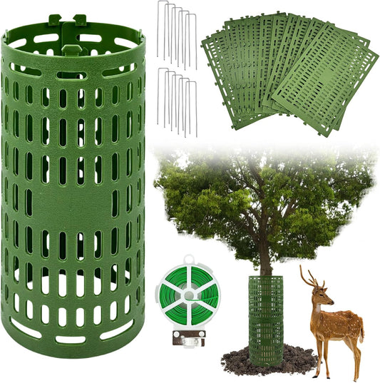 CIEOVO 12Pcs Tree Trunk Protectors, Plastic Tree Guards Protector with U-shaped Nails Tree Tubes Wraps Tree Bark Plant Protector for Saplings Fruit Trees from Deer Animals Trimmers Mowers
